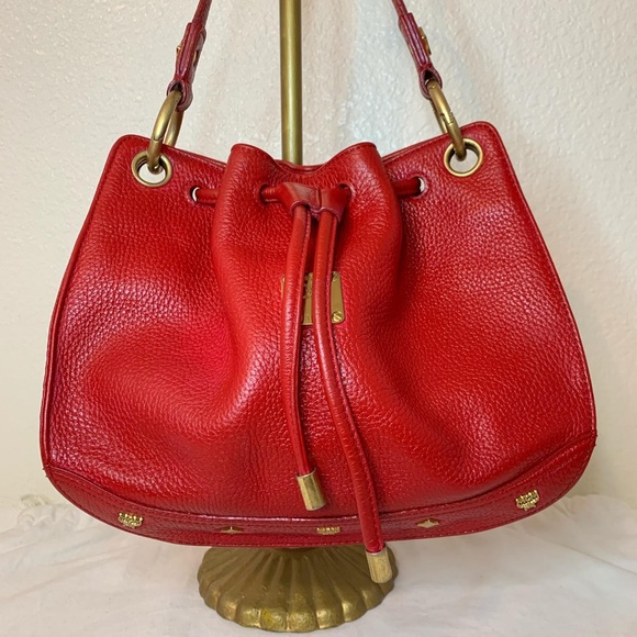 MCM Red Shoulder/Crossbody Bag Authentic - Picture 4 of 8